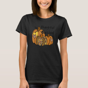 Thankful Grateful Blessed Plaid Leopard Pumpkin Th T-Shirt