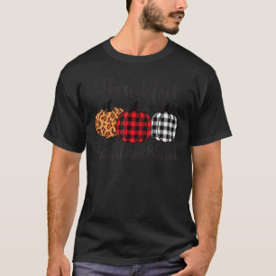 Thankful Grateful Blessed Plaid Leopard Pumpkin Th T-Shirt