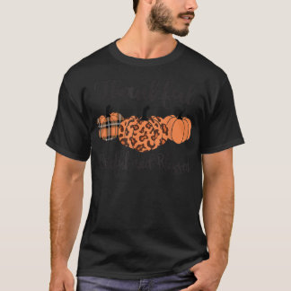 Thankful Grateful Blessed Plaid Leopard Pumpkin Th T-Shirt