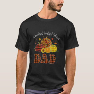Thankful Grateful Blessed Pumpkin Leopard Plaid Da T-Shirt