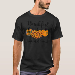 Thankful Grateful Blessed Pumpkin Leopard Thanksgi T-Shirt