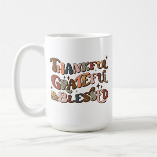 Thankful Grateful & Blessed Retro Thanksgiving Coffee Mug