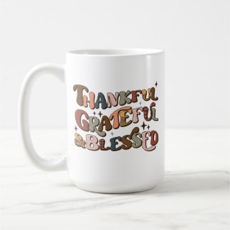 Thankful Grateful & Blessed Retro Thanksgiving Coffee Mug