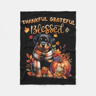 Thankful Grateful Blessed Rottweiler Dog Fall Y'al Fleece Blanket