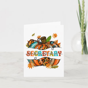Thankful Grateful Blessed Secretary Pumpkin Autumn Card