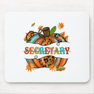Thankful Grateful Blessed Secretary Pumpkin Autumn Mouse Pad