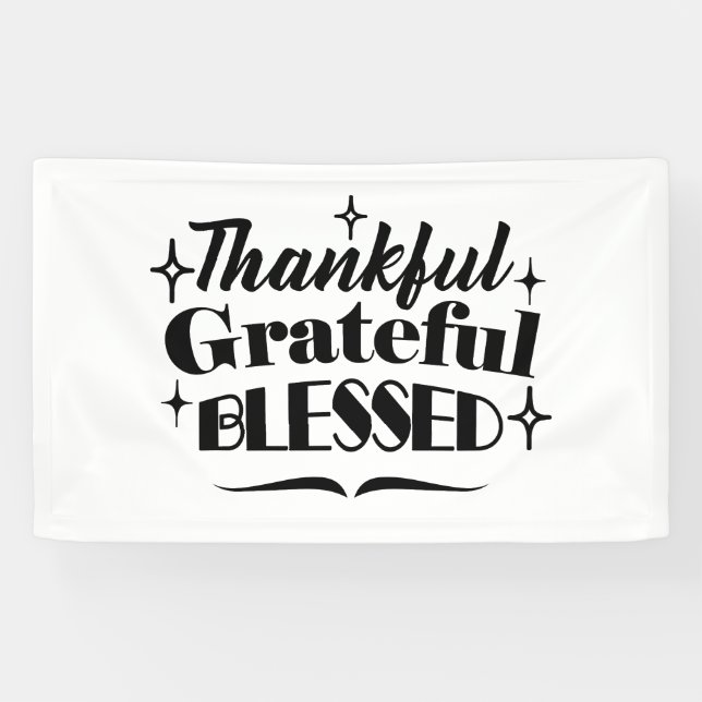 Thankful, Grateful, Blessed Sparkling Thanksgiving Banner (Horizontal)