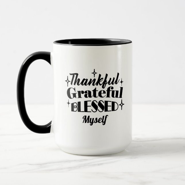 Thankful, Grateful, Blessed Sparkling Thanksgiving Mug (Left)