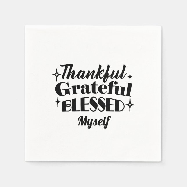 Thankful, Grateful, Blessed Sparkling Thanksgiving Napkin (Front)