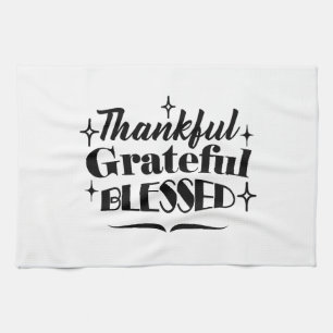 Thankful, Grateful, Blessed Sparkling Thanksgiving Tea Towel