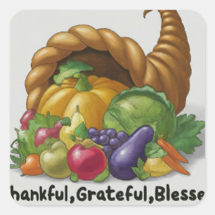 Thankful, Grateful, Blessed Square Sticker