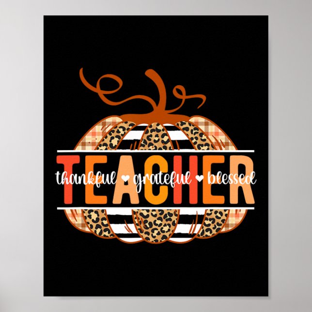 Thankful Grateful Blessed Teacher Thanksgiving Tea Poster (Front)