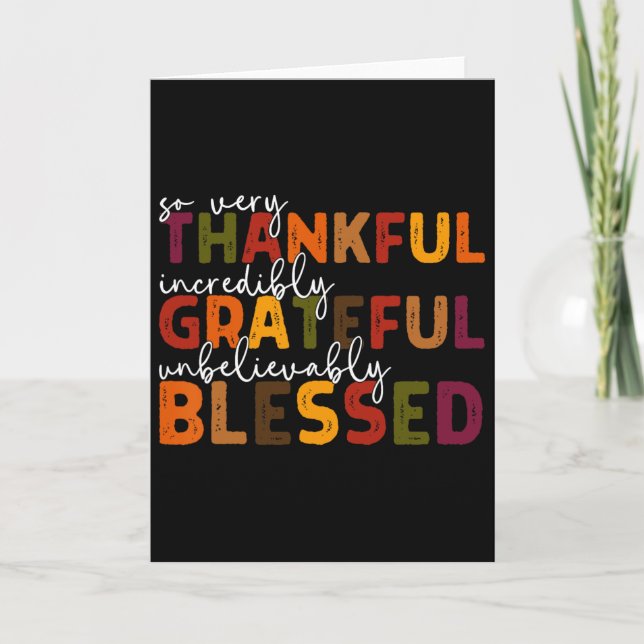 Thankful Grateful Blessed Thankful Blessed Tee Tha Card (Front)