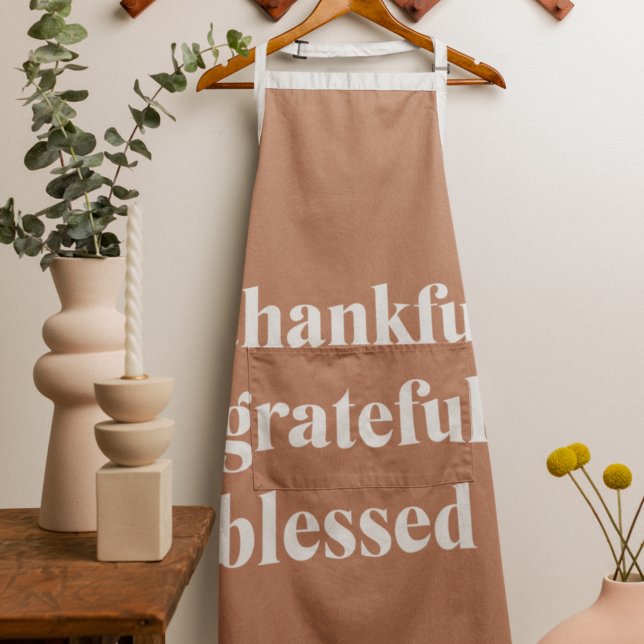 Thankful Grateful Blessed | Thanksgiving  Apron (Creator Uploaded)