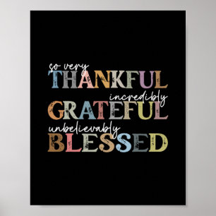Thankful Grateful Blessed Thanksgiving Autumn Fall Poster