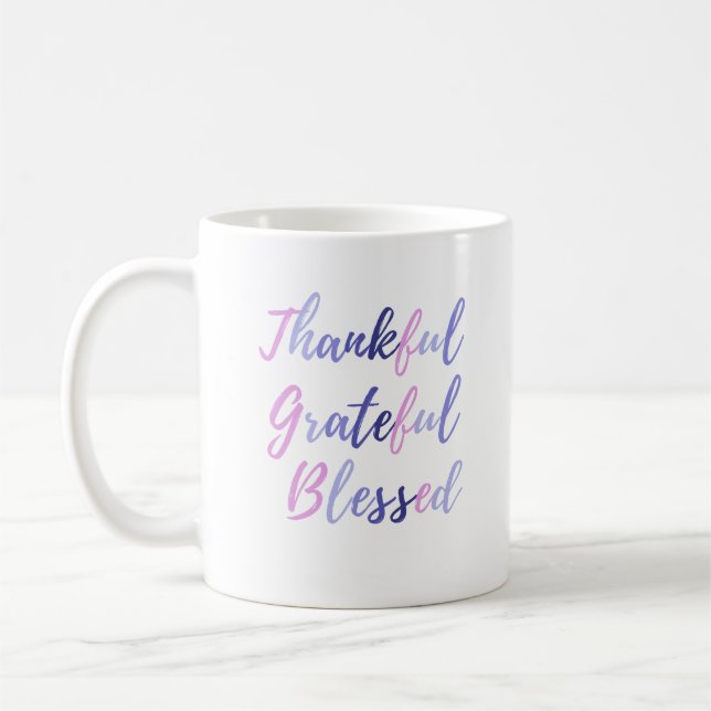   Thankful Grateful Blessed Thanksgiving  Coffee Mug (Left)
