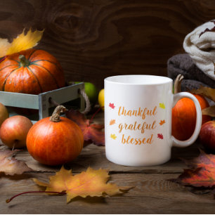 Thankful Grateful Blessed Thanksgiving Coffee Mug