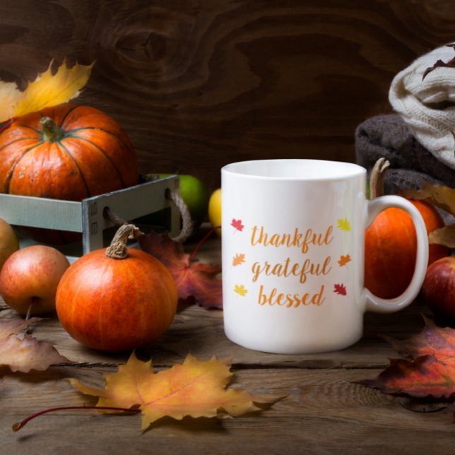 Thankful Grateful Blessed Thanksgiving Coffee Mug (Creator Uploaded)