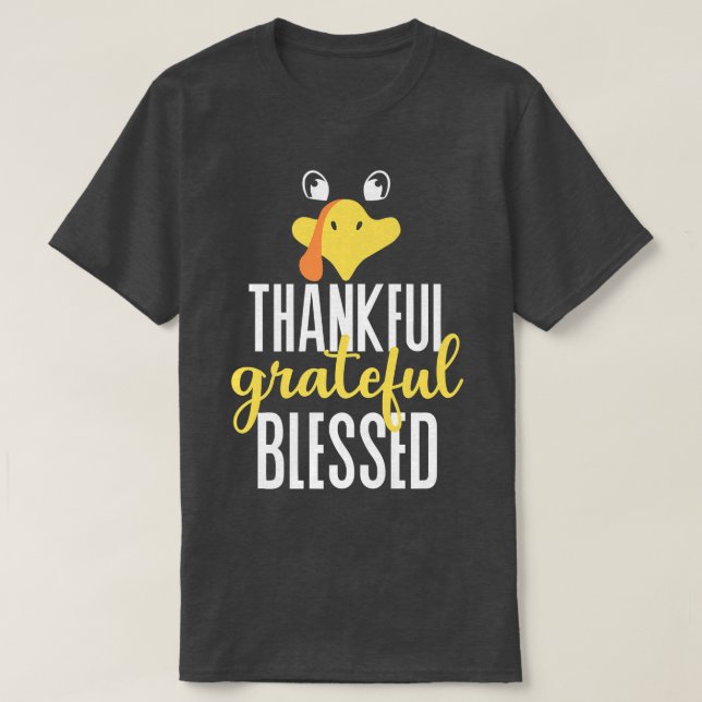 Thankful Grateful Blessed Thanksgiving Family Men  T-Shirt (Design Front)