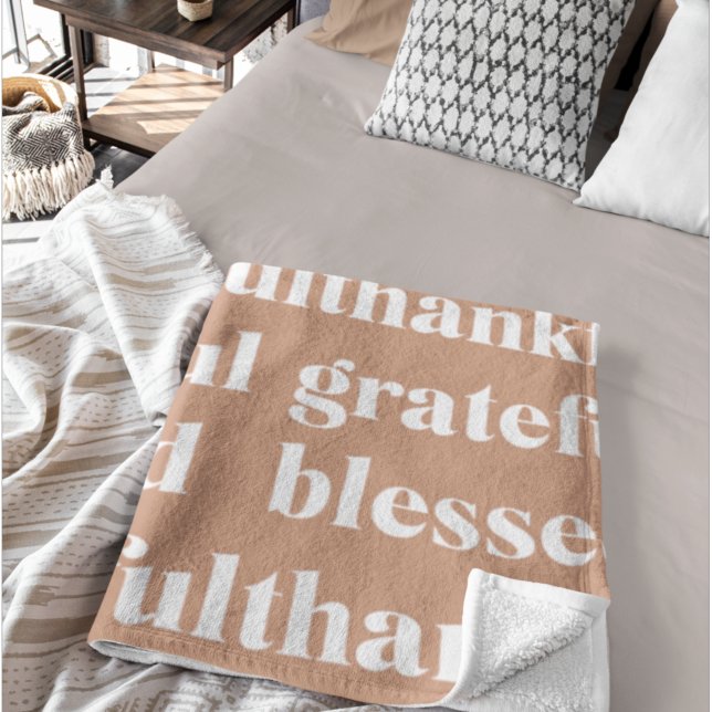 Thankful Grateful Blessed | Thanksgiving  Fleece Blanket (Creator Uploaded)