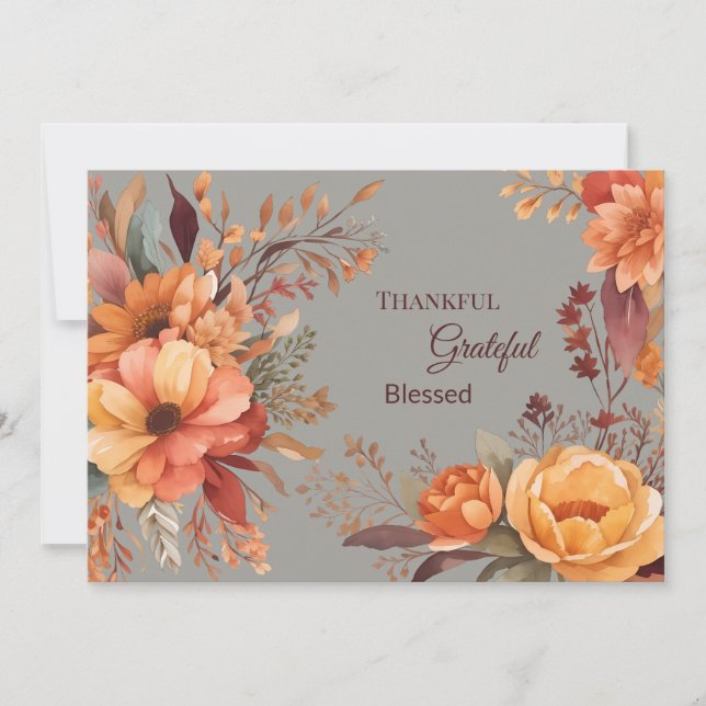 Thankful grateful blessed Thanksgiving Greeting  Holiday Card (Front)