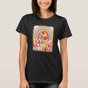 Thankful Grateful Blessed Thanksgiving Groovy Rain T-Shirt