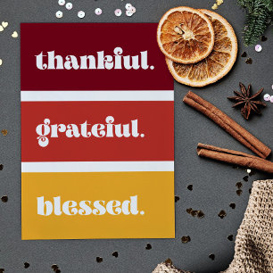 Thankful Grateful Blessed Thanksgiving Holiday Card