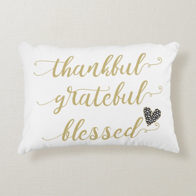 thankful grateful blessed thanksgiving holiday decorative cushion (Front)