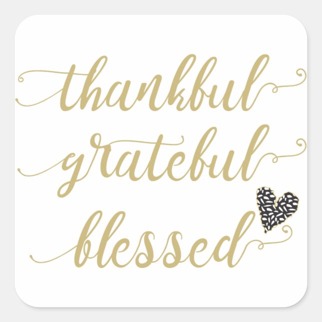 thankful grateful blessed thanksgiving holiday square sticker (Front)
