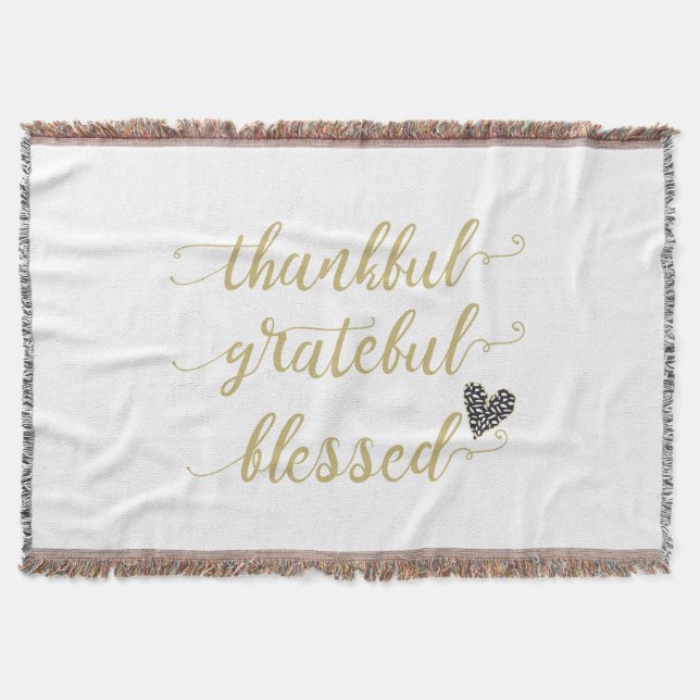 thankful grateful blessed thanksgiving holiday throw blanket (Front)