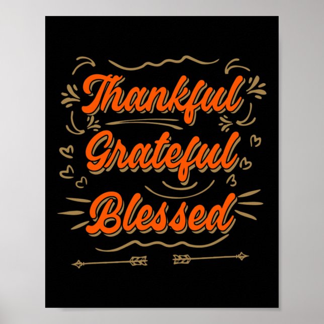 Thankful Grateful Blessed Thanksgiving Men Poster (Front)
