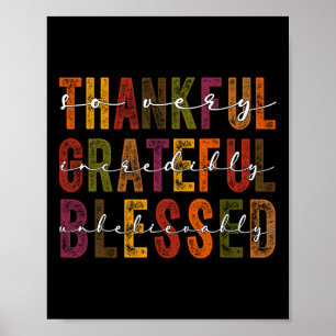 Thankful Grateful Blessed Thanksgiving Men Women K Poster