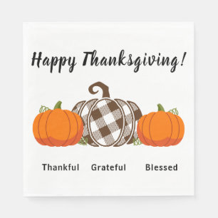 Thankful Grateful Blessed Thanksgiving Napkins