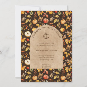 Thankful Grateful Blessed Thanksgiving Party Invitation