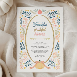 Thankful Grateful Blessed Thanksgiving Party Invitation