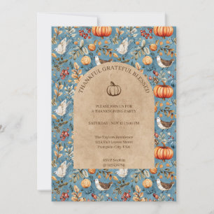 Thankful Grateful Blessed Thanksgiving Party Invitation