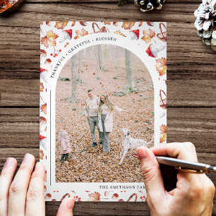 Thankful Grateful Blessed Thanksgiving Photo Holiday Card