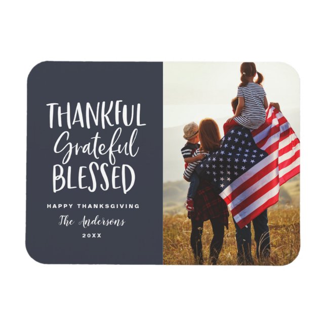 Thankful, grateful, blessed thanksgiving photo magnet (Horizontal)