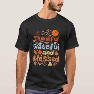 Thankful Grateful Blessed Thanksgiving Pumpkin Fal T-Shirt