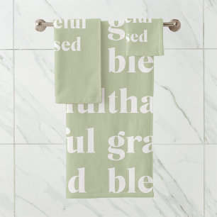 Thankful Grateful Blessed Thanksgiving Quote Bath Towel Set
