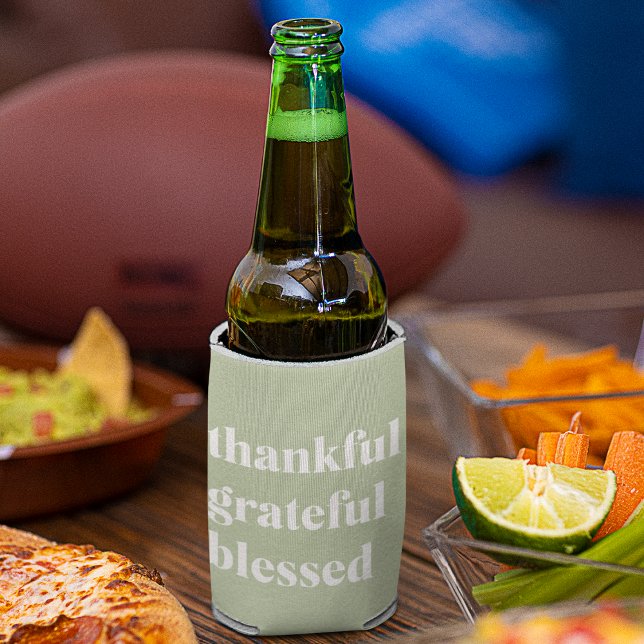Thankful Grateful Blessed | Thanksgiving Quote Can Cooler (Creator Uploaded)