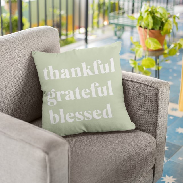 Thankful Grateful Blessed | Thanksgiving Quote Cushion (Creator Uploaded)