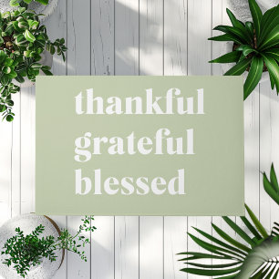 Thankful Grateful Blessed   Thanksgiving Quote Doormat