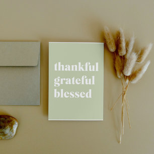 Thankful Grateful Blessed   Thanksgiving Quote Holiday Card