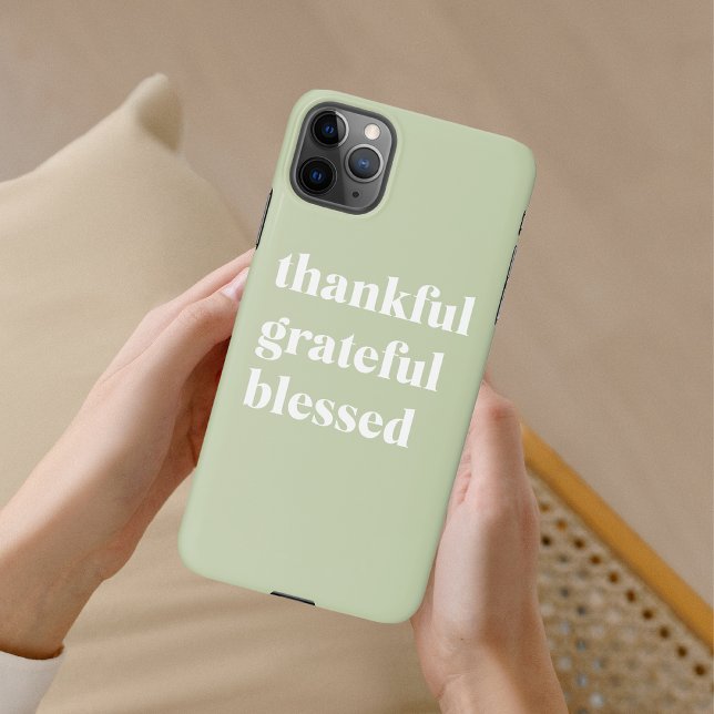 Thankful Grateful Blessed | Thanksgiving Quote iPhone Case (Creator Uploaded)
