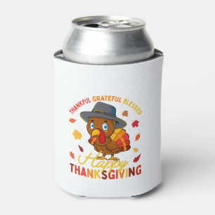 Thankful Grateful Blessed Thanksgiving Turkey Wome Can Cooler
