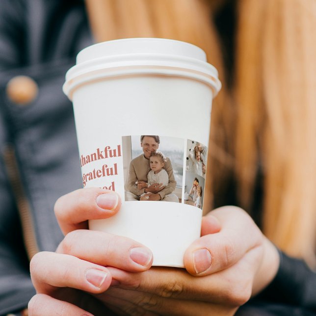 Thankful Grateful Blessed | Three Photo Collage  Paper Cups (Creator Uploaded)