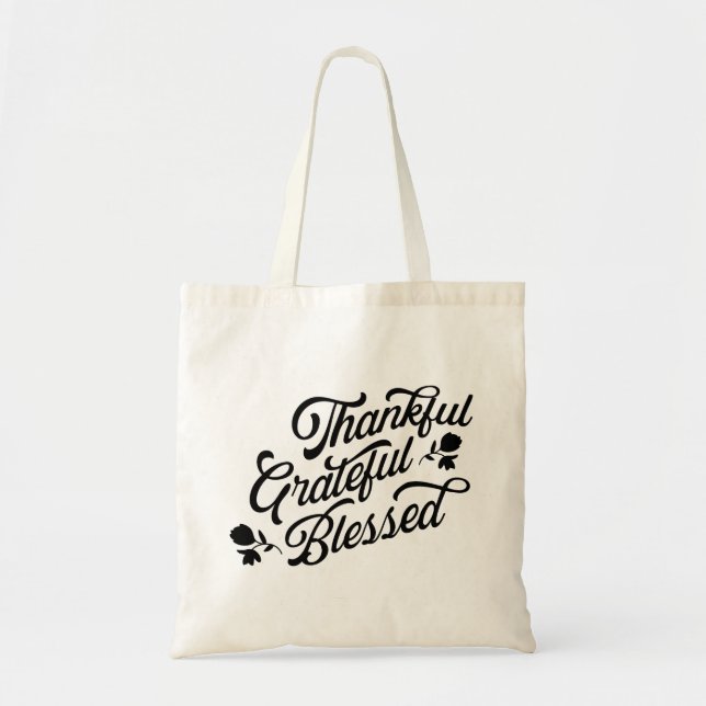 Thankful Grateful Blessed Tote Bag (Front)