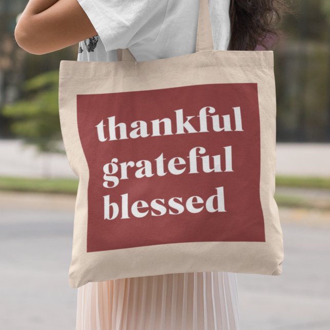 Thankful Grateful Blessed Tote Bag (Creator Uploaded)