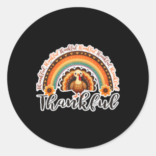Thankful Grateful Blessed Turkey Funny Happy Thank Classic Round Sticker